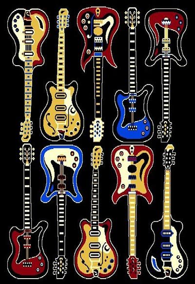 Kids Children Bedroom Fun Musical Theme Rugs Contemporary Carpet Guitar 5' x 7' gallery