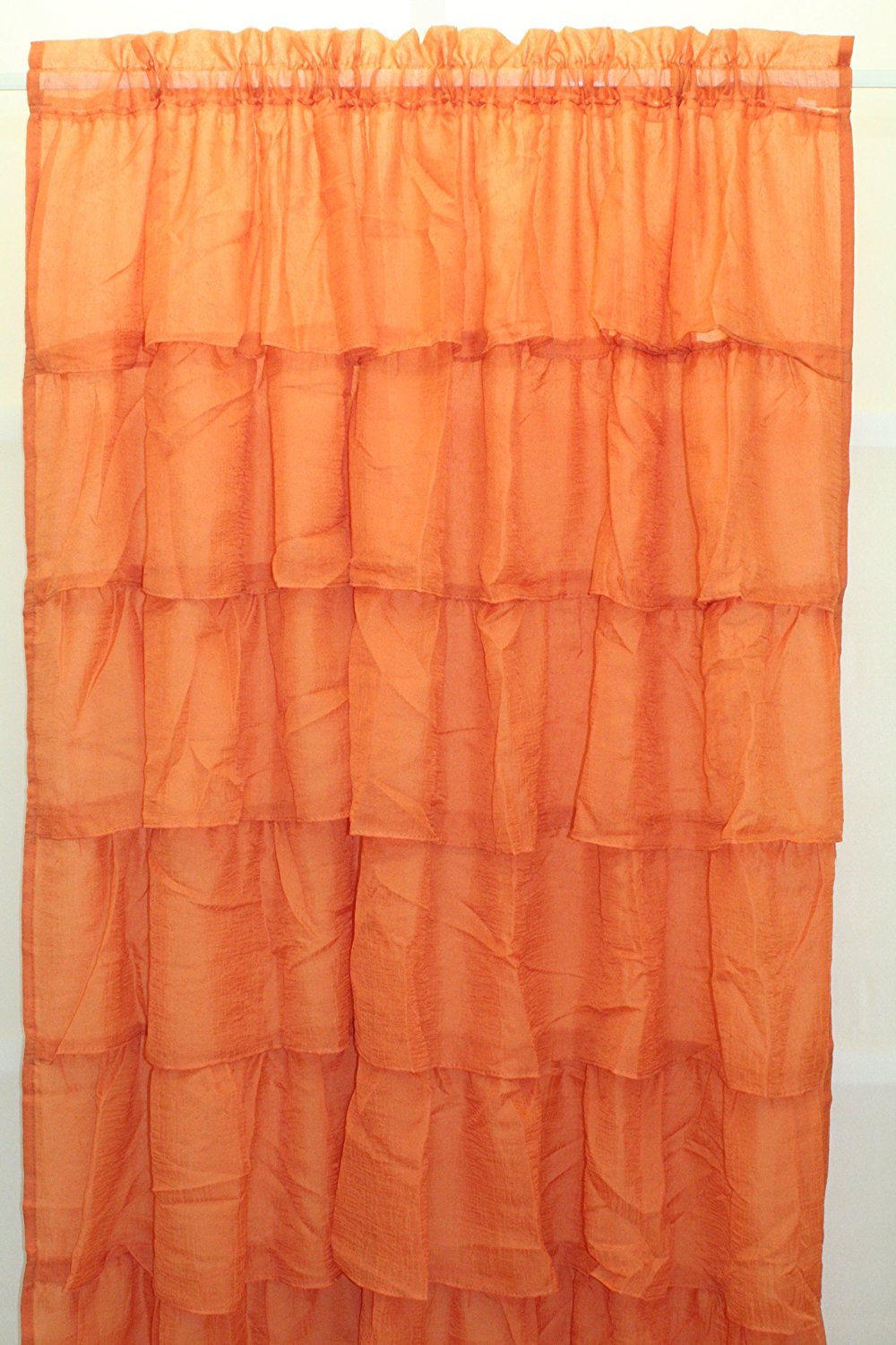 Gypsy Ruffled Sheer Layered Curtain Panel Billowing Bouffant Ruffles Lorraine HF gallery