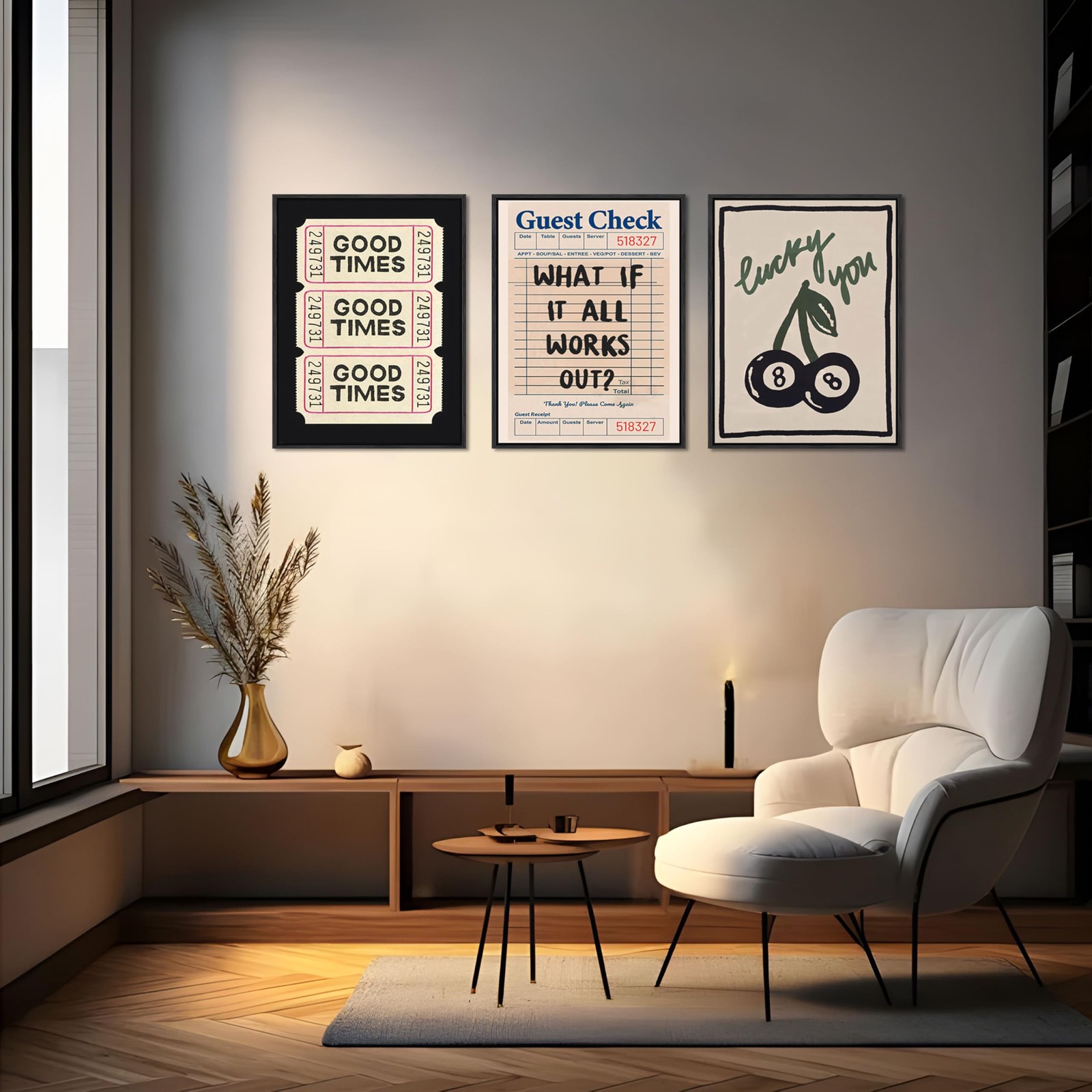 Floating Framed What If It All Works Out Quote Wall Art Set of 3, Good Times ... gallery