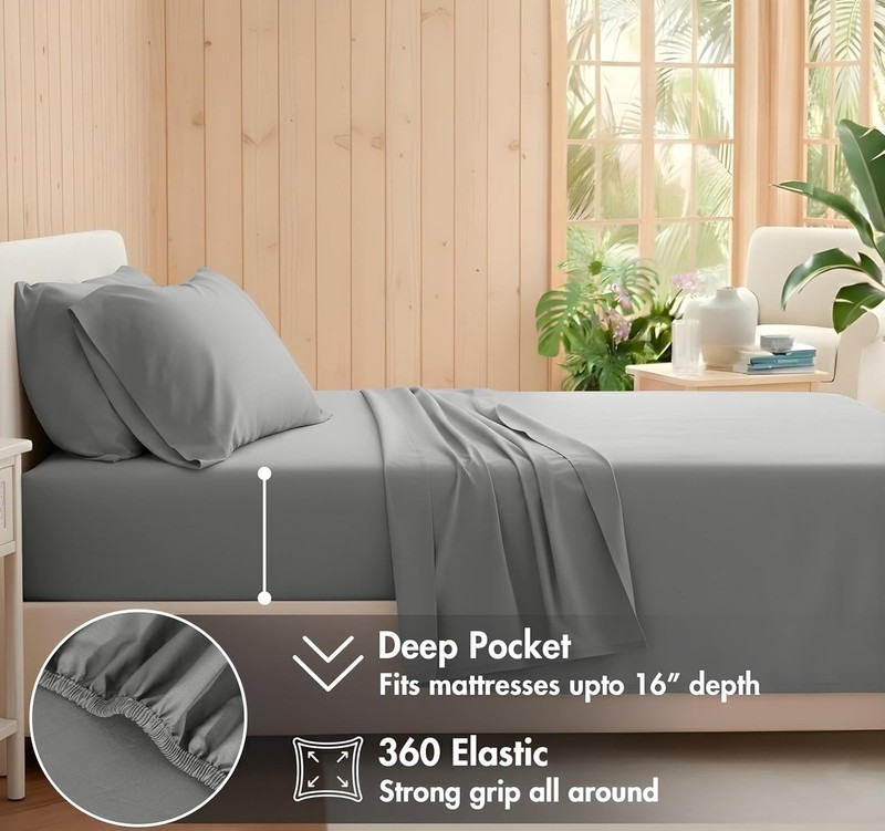 100% Cotton Percale Sheets Queen Size – Crisp Cooling Bed Sheets for Hot Slee... gallery