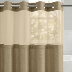 72×75 Hookless Waffle Pattern Shower Curtain – Water-Resistant Long Shower