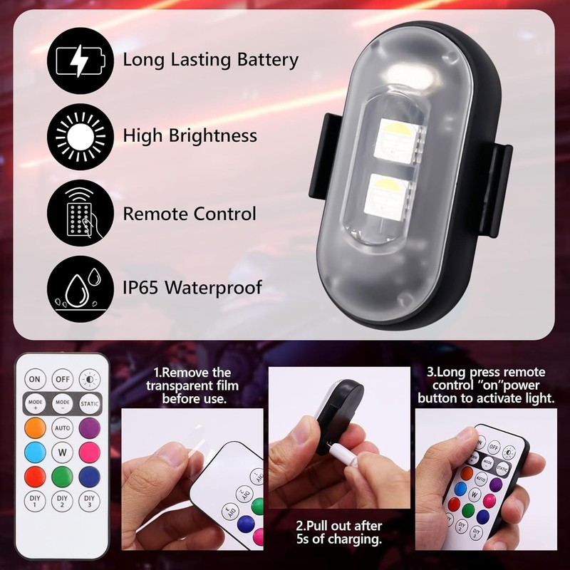 Wireless Magnetic Strobe LED Lights with Remote Control,8 Colors Waterproof gallery