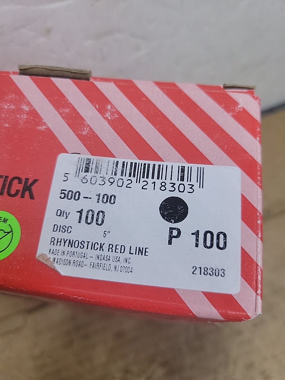 Qty: 100 INDASA 5" RHYNOSTICK REDLINE PSA SOLID SANDING DISCS, 500 SERIES P 100 gallery
