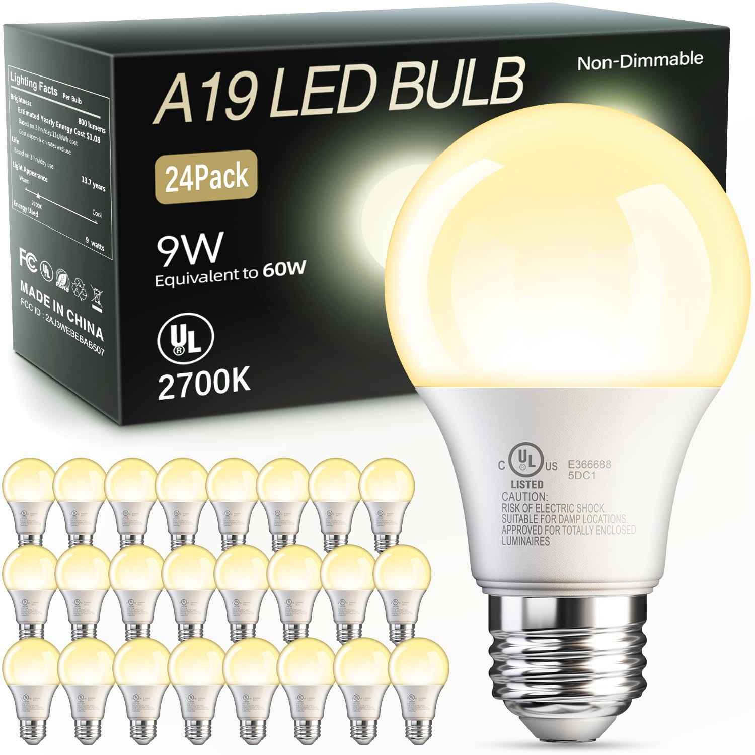 TJOY 24 Pack A19 LED Light Bulbs Soft Warm White 24 Pack, 2700k gallery