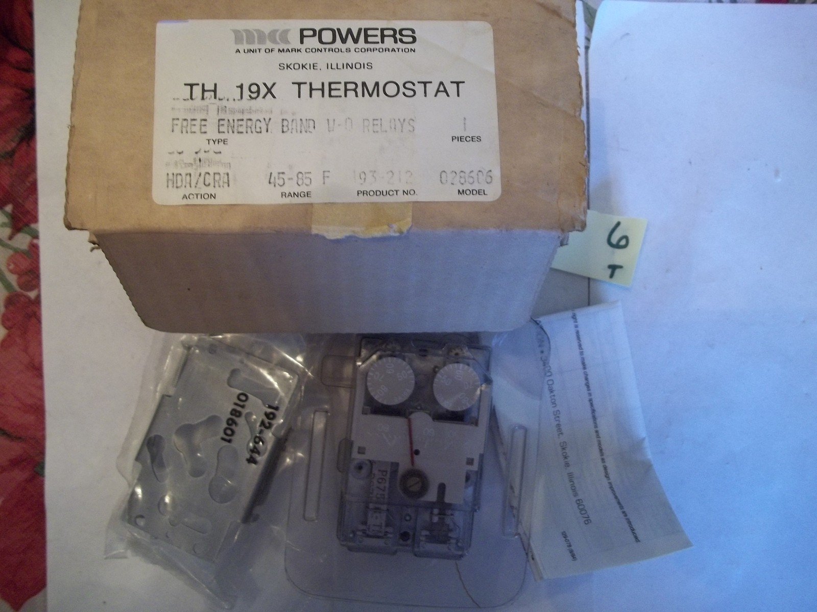 NEW IN BOX POWERS THERMOSTAT TH 19X FREE ENERGY BAND 028606 45-85F (WL26-2) gallery