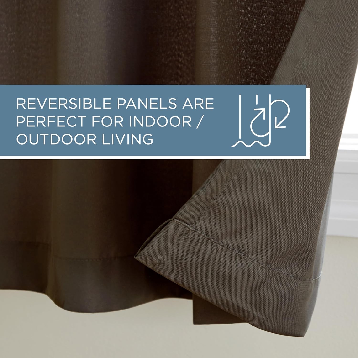 Cabana Solid Curtains 54"x84" Chocolate, Grommet Top, Water Repellent, 2-Pack gallery