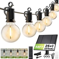 58FT Solar String Lights Outdoor LED with Remote and Timer Waterproof Decor