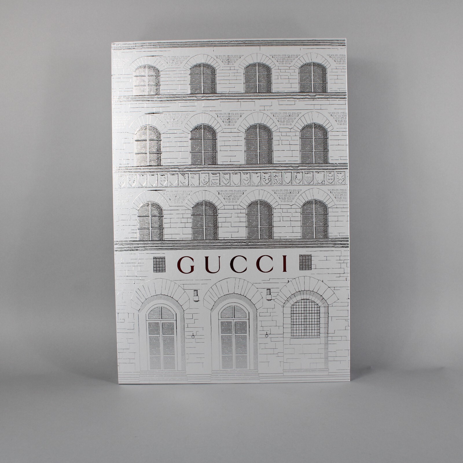 Gucci Silver Red Advent Christmas Theme 22" x 15" OPENED No ORNAMENT Box gallery