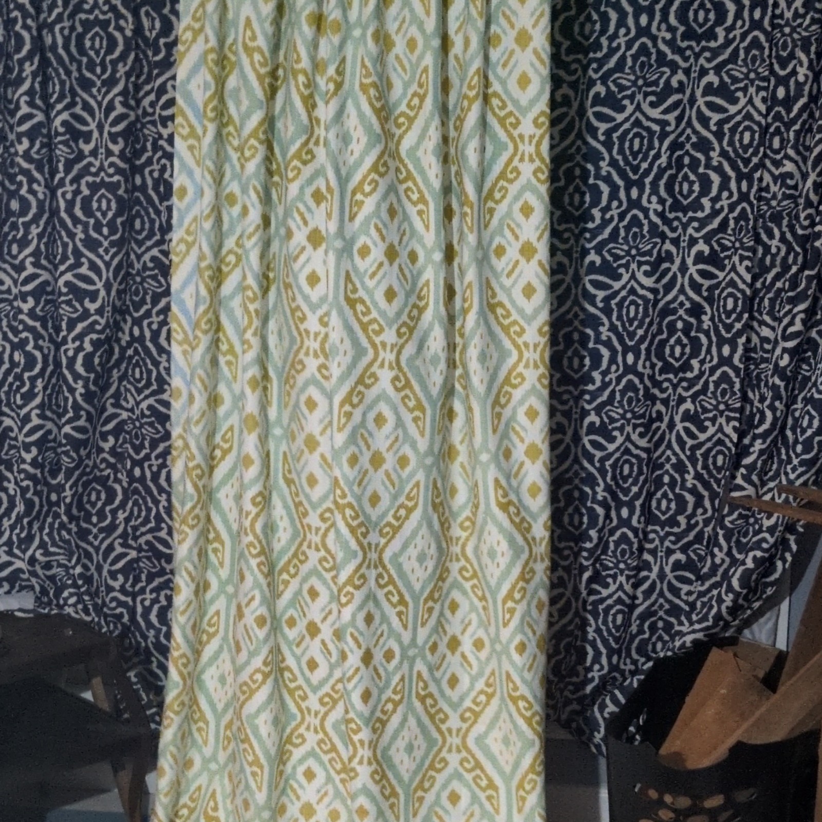 Modern Abstract Pattern Curtain Panel Fabric Yellow Green White gallery
