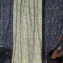 Modern Abstract Pattern Curtain Panel Fabric Yellow Green White