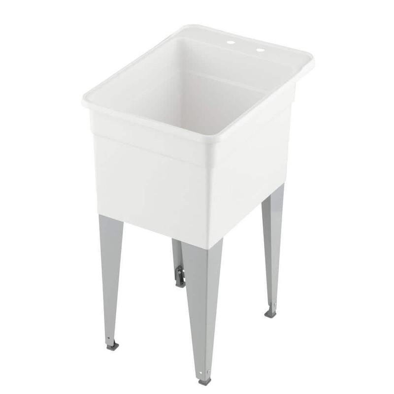 MUSTEE Laundry Tub Plastic Single White Basin Utility Sink Bowl 18 in. x 24 in. gallery
