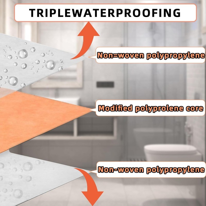 Professional Waterproof Membrane for Shower,5In x 100Ft(42 5IN x 100FT 42 SQ gallery