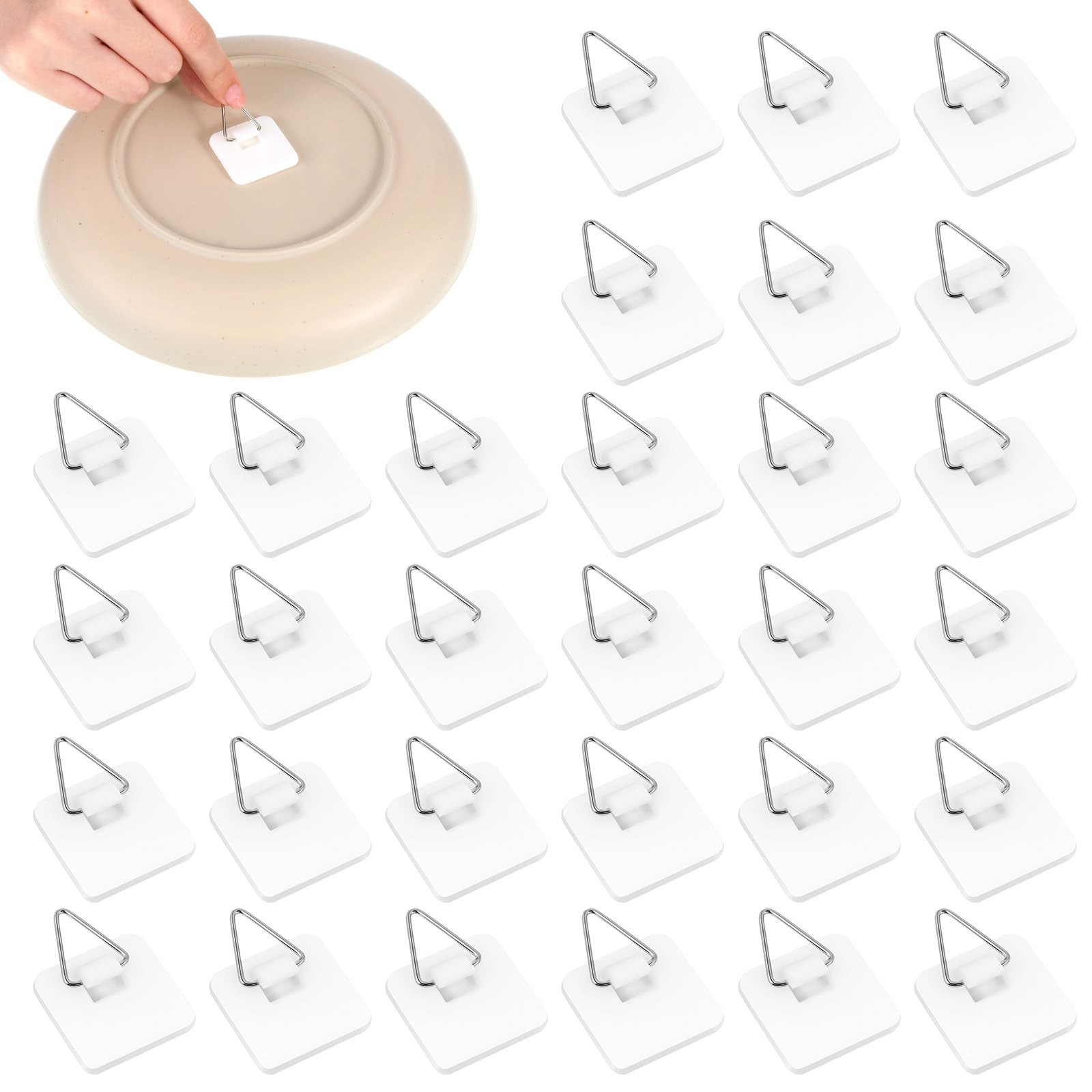 30 Pcs Invisible Adhesive Plate Hangers Nail Free Sticky Hooks for Wall Art gallery