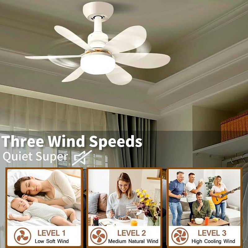 2-in-1 E27 Socket Fan Light with Remote Screw in Ceiling Fans LED Light Bulb Fan gallery