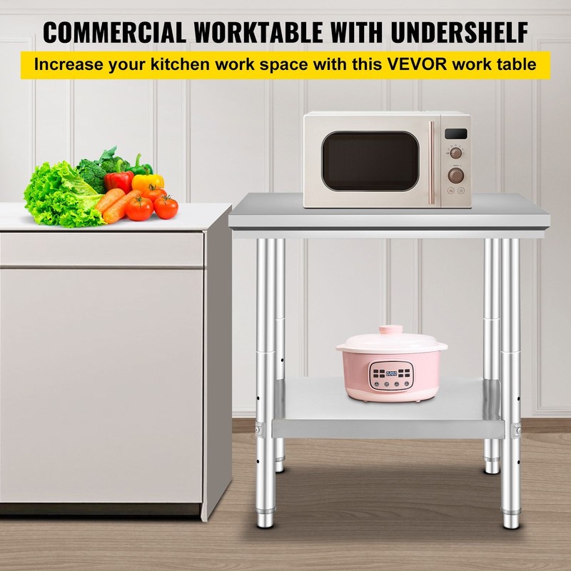 3-Level Adjustable Stainless Steel Prep Table 24x30x31in 700lb gallery