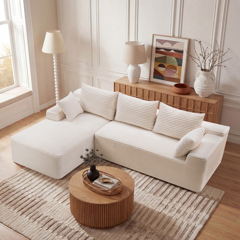 Sectional Sofa Couch with Left Chaise,3 Seater Sofa Modular Boneless Sofa Lounge gallery