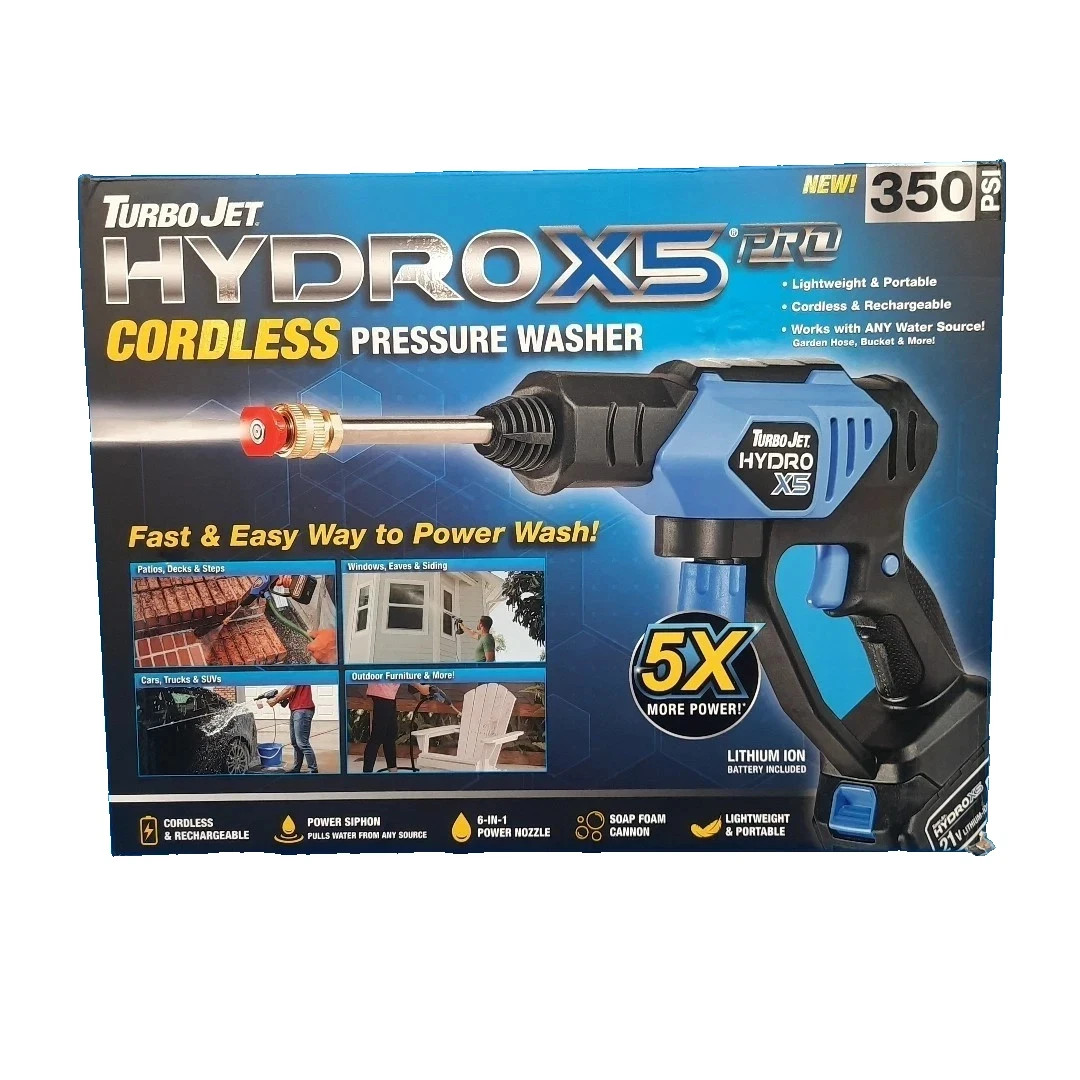 Ontel Turbo Jet HydroX5Pro Portable Cordless PressureWasher 21V 3000mAh OPEN BOX gallery
