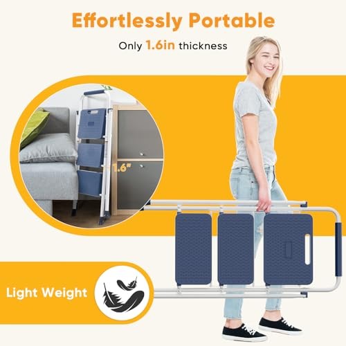 Step Ladder 3 Step, Folding Step Stool with Wide Anti-Slip 3-Step + 800LBS Blue gallery