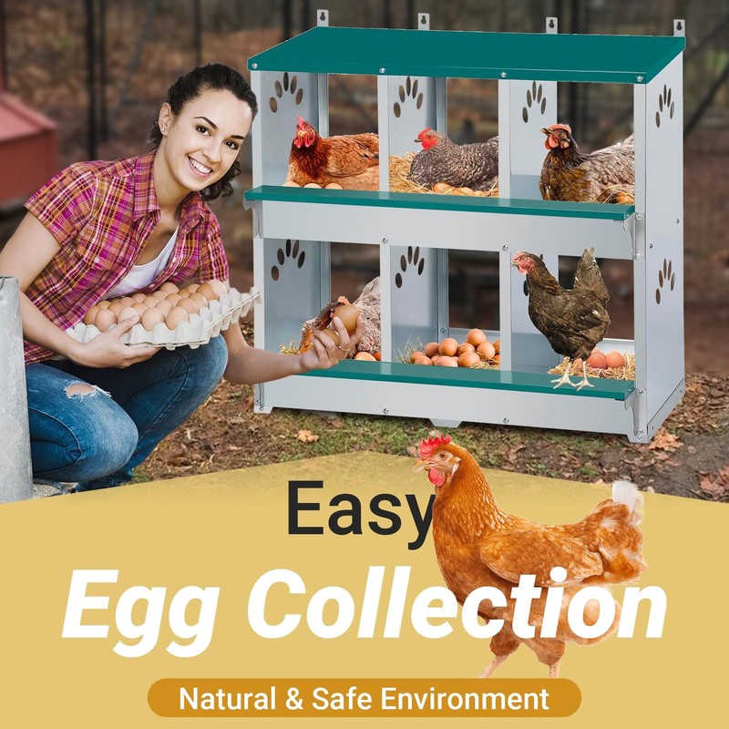 Toriexon Chicken Nesting 6 Compartment Metal Nesting 6 Room Wall Mountable gallery