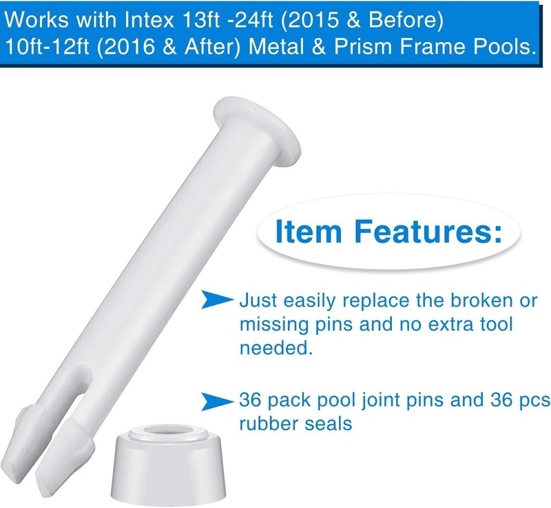 "Shappy 36 Pcs Plastic Pool Joint Pins with 36 Pcs Pool Seals Summer Pool Parts gallery