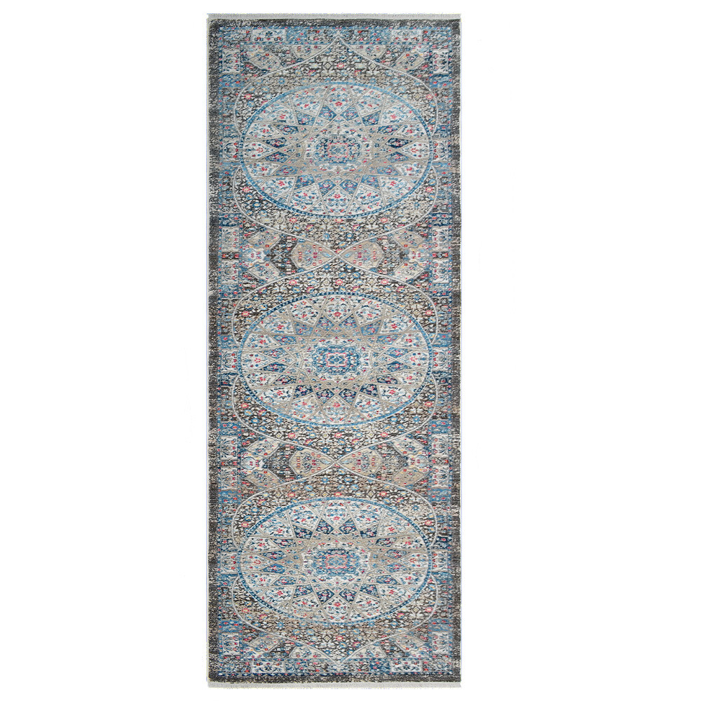 Machine Woven Cross Weave Polyester 2'6x9'10 Runner Area Rug Oriental Multicolor gallery