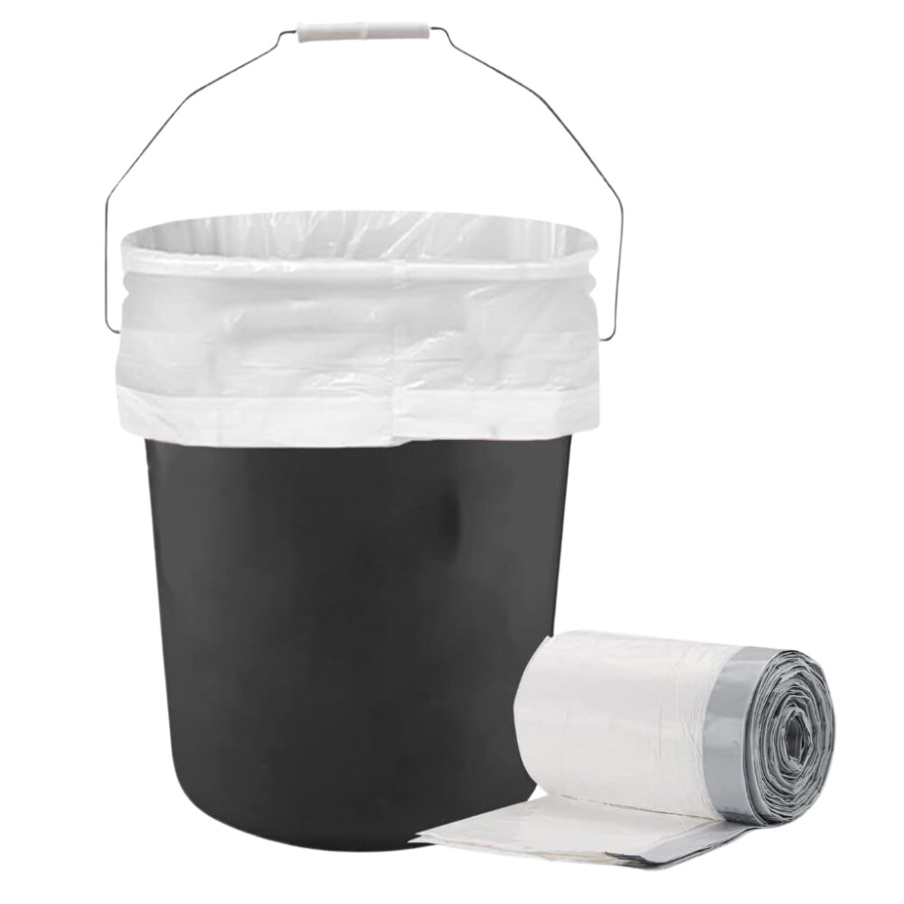 Plasticplace 5 Gallon Drawstring Trash Bags - White, Case of 100 Garbage Bags