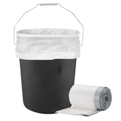 Plasticplace 5 Gallon Drawstring Trash Bags – White, Case of 100 Garbage Bags