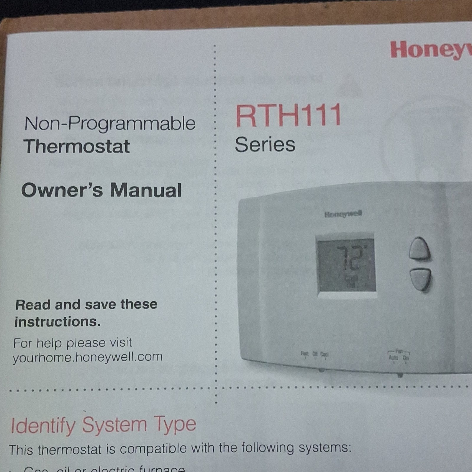 Honeywell RTH111 Series Non-Programmable Digital Thermostat Heat/Cool/Off White gallery