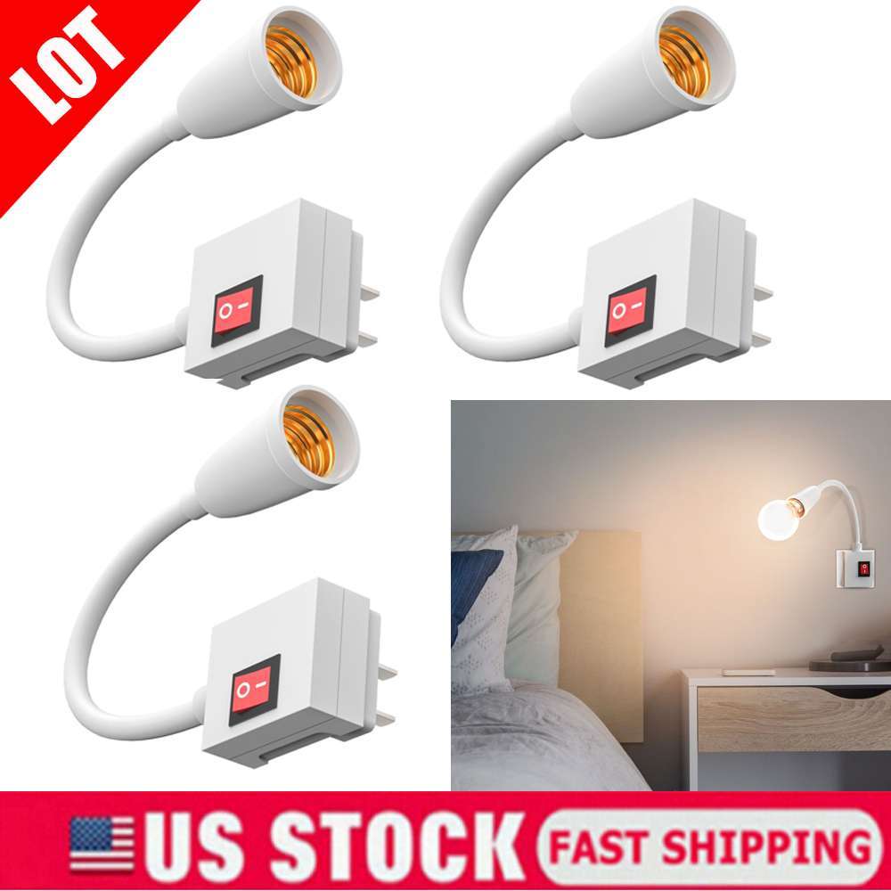 E27 Light Bulb Lamp Holder Base Adapter 360° Gooseneck Extender Wall Socket Plug gallery
