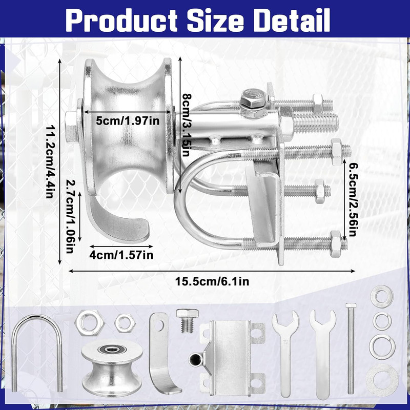 2 Pack Sliding Gate Rollers Rear Pipe Track Wheels for Chain Link Sliding Gates gallery