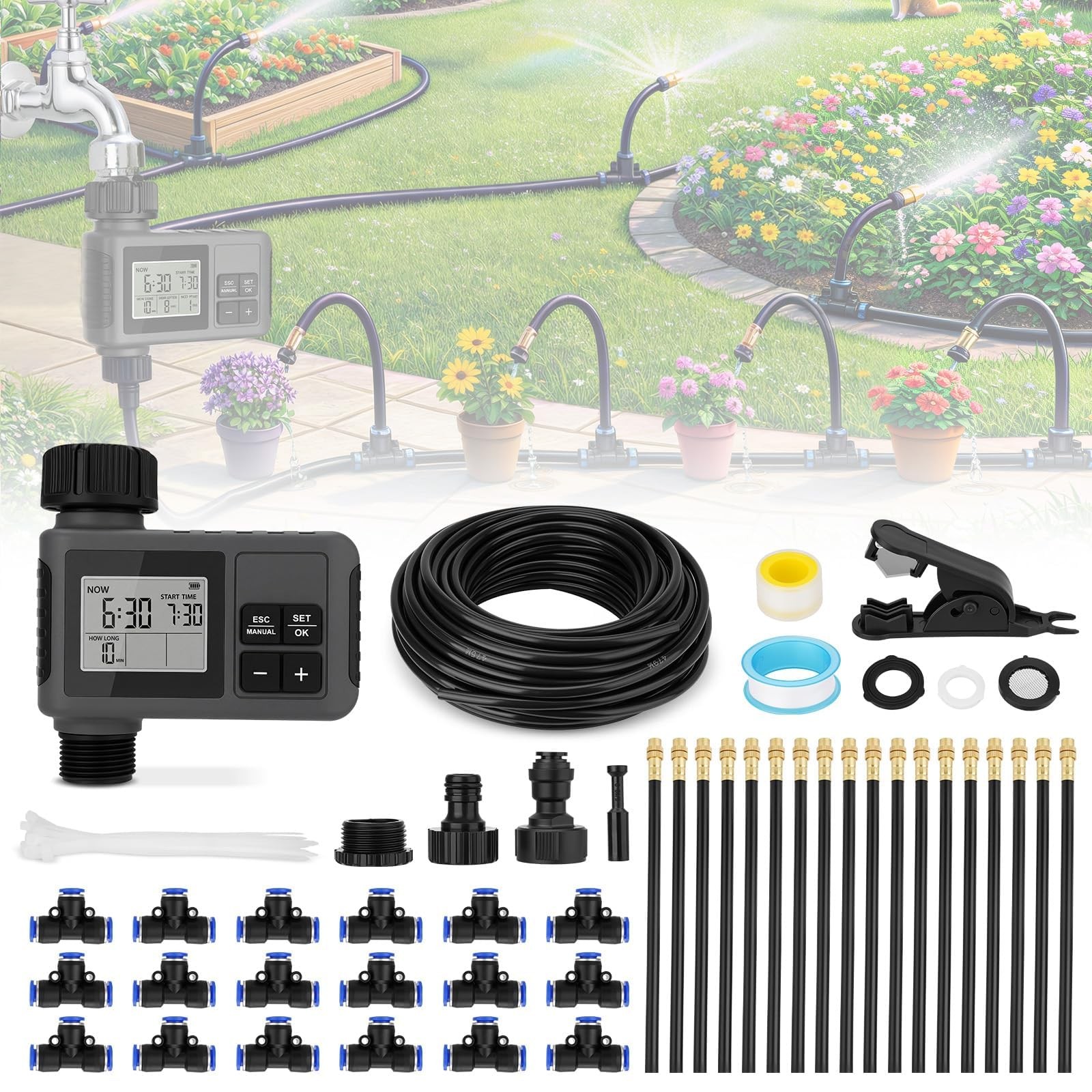 66FT Drip Irrigation System with Timer Automatic Garden Watering System for Yard gallery