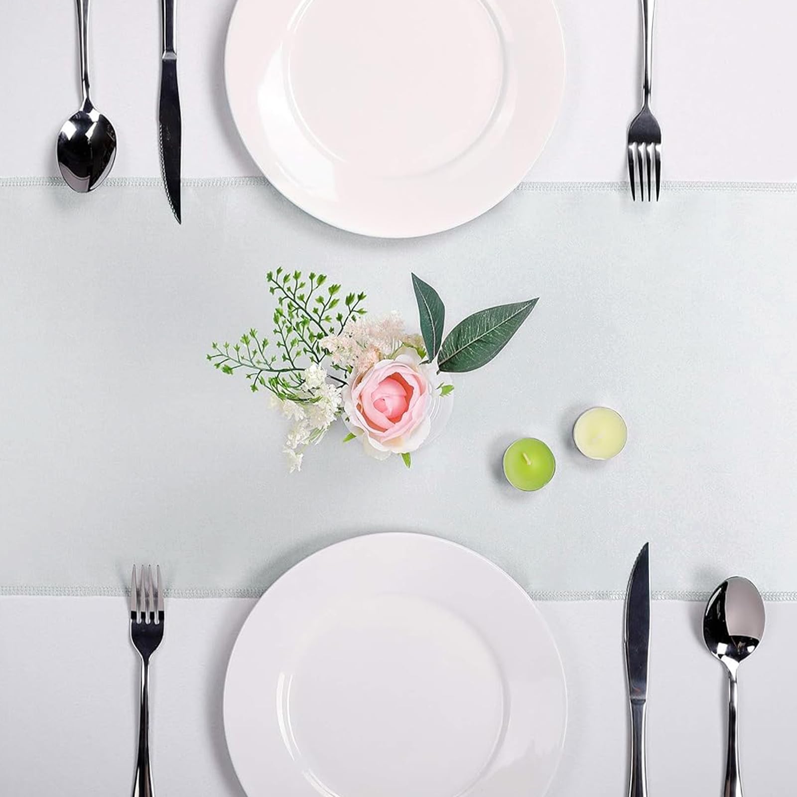 Silver Satin Table Runner 12x108 Inch Wedding Banquet Decoration 5 PCS gallery