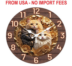 CHGCRAFT Cat and Flower Pattern Wall Clock 12 Inch Non-Ticking Clocks Flat Print