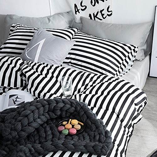 Striped Size Comforter Set 3Pcs Black and White King Black White Striped gallery