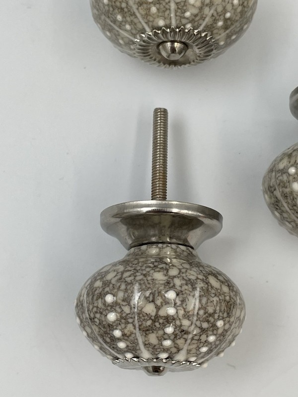 14 Drawer Cabinet Knobs Pulls White Gray Silver Mandala Veined H2 gallery