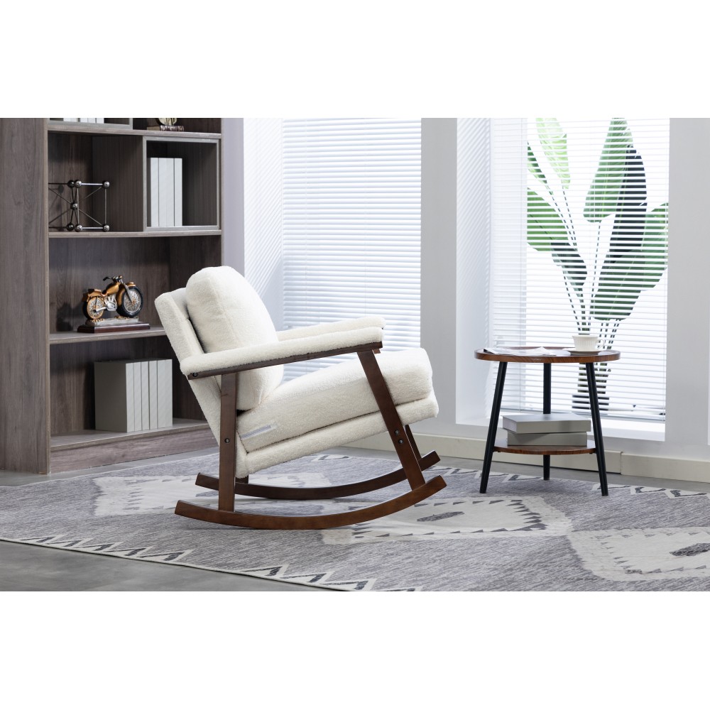 Mid Century Modern Accent Chair ,rocking chair with Wood Frame, Upholstered gallery