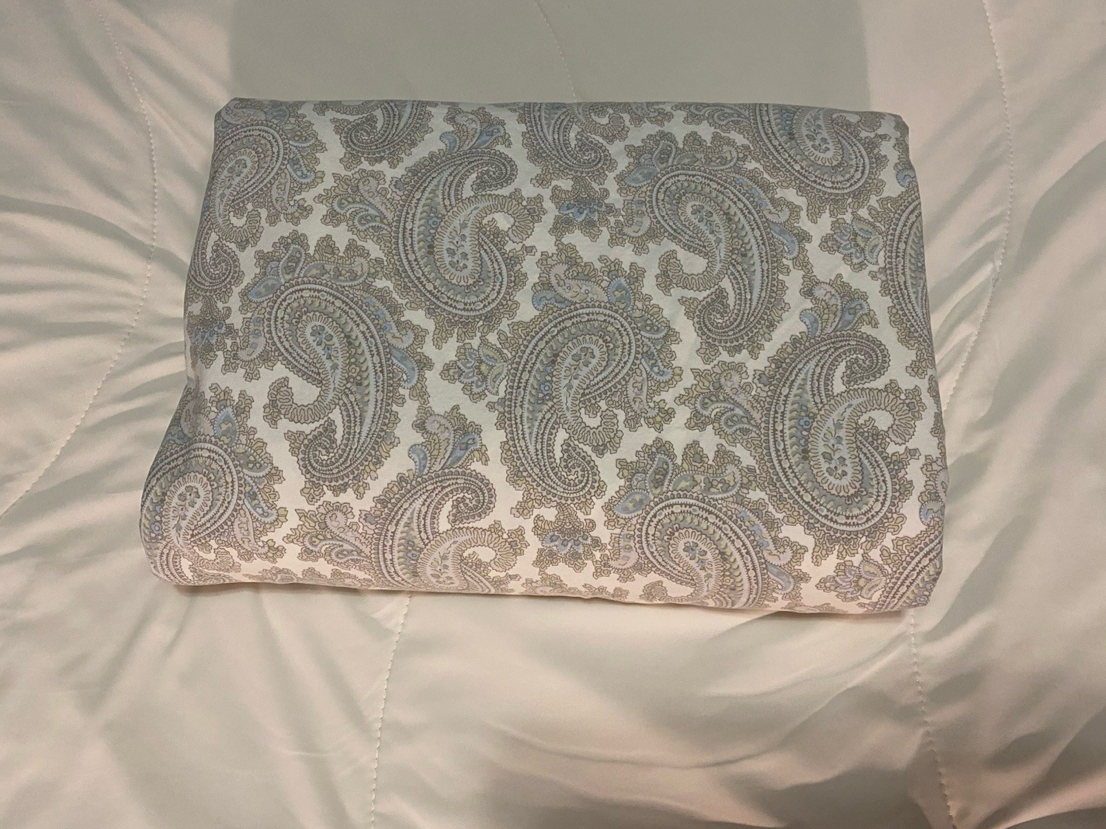 Ralph Lauren Gray, Pale Blue & Beige On White paisley Full Double flat sheet gallery