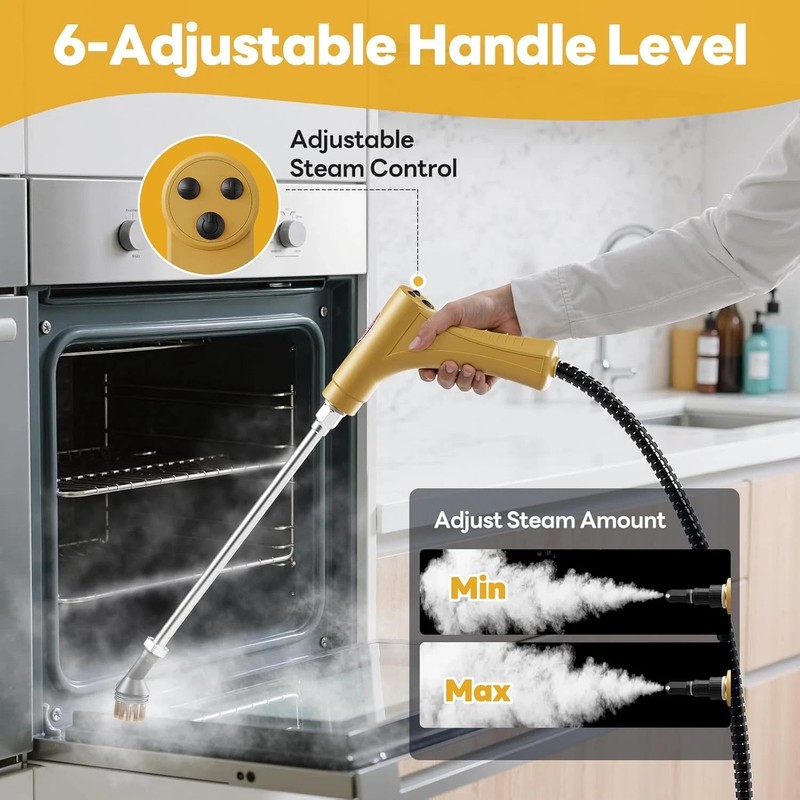Fast Heating Handheld Steam Cleaner - 15-in-1 High Pressure for Home & Car gallery