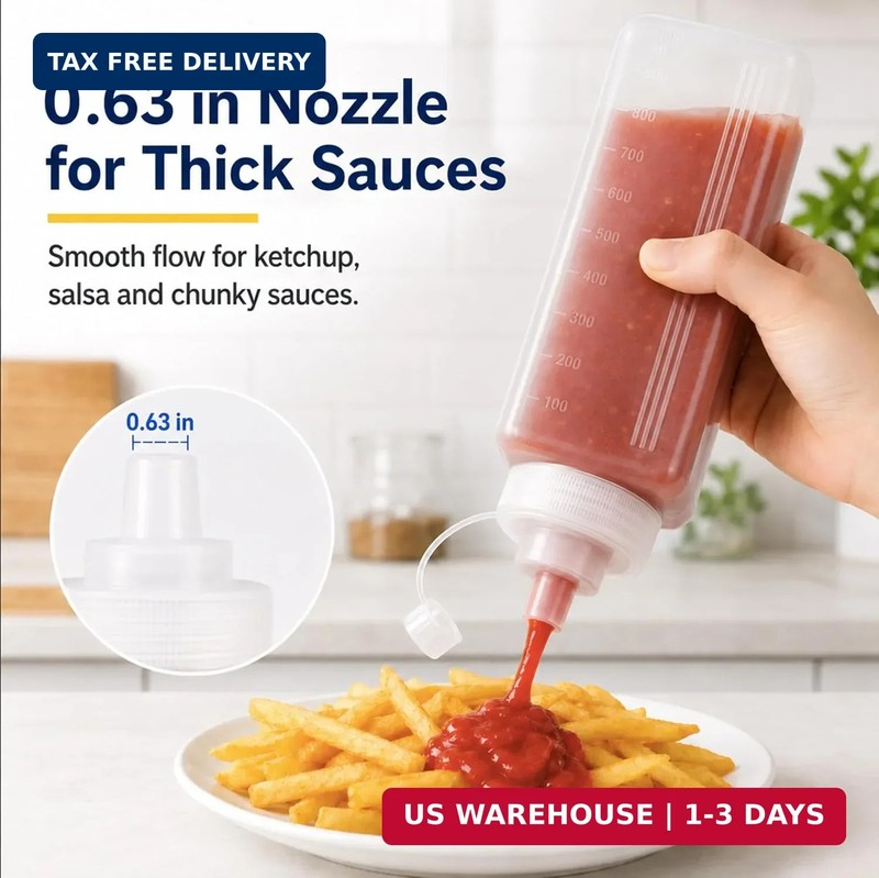 1 Quart Large Squeeze Bottle for Sauces, 34 oz Wide Mouth Condiment Squeeze Bott gallery