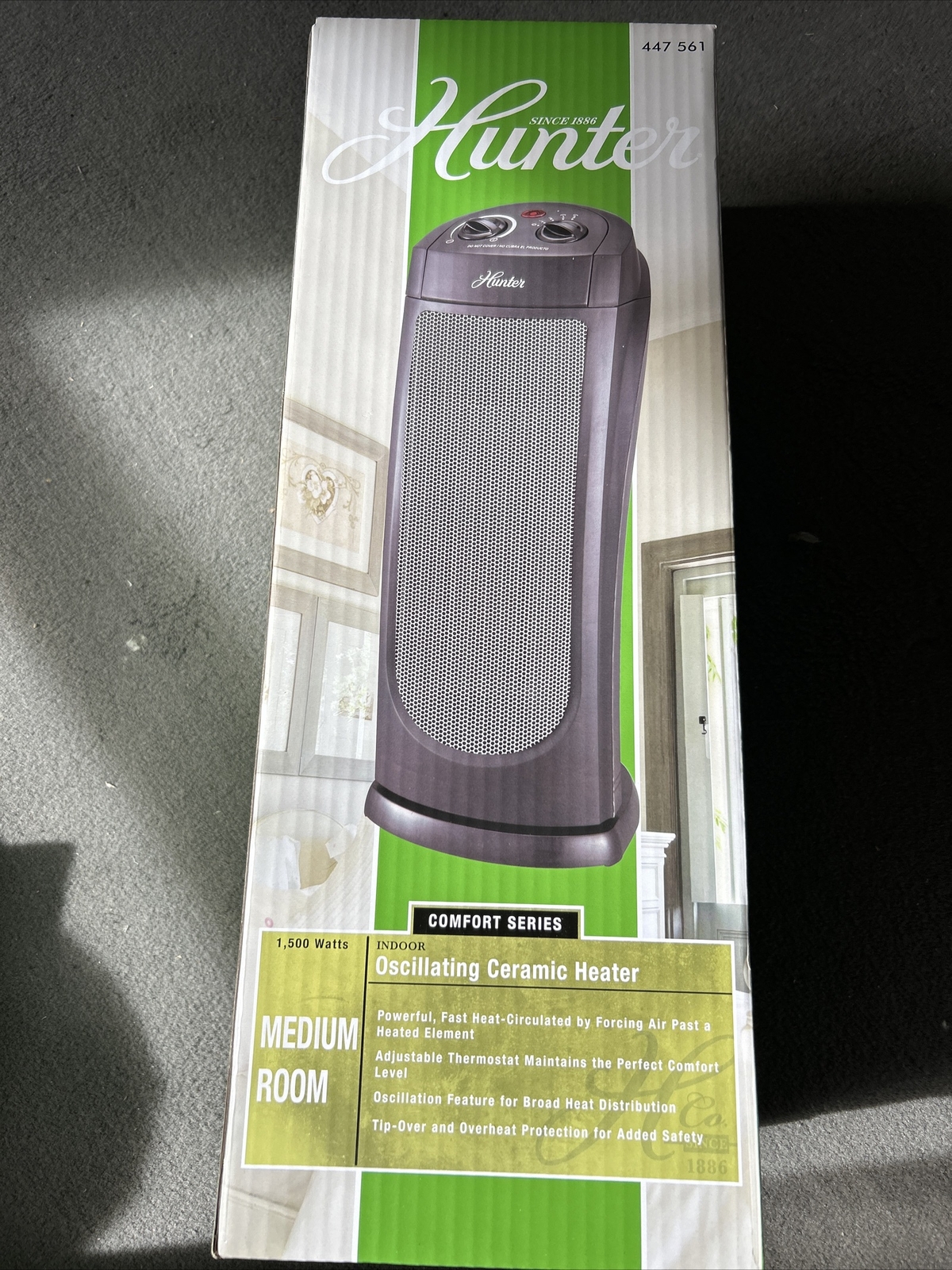 Hunter 20” 1500 W Electric Tower Heater - Black New In Factory Box gallery