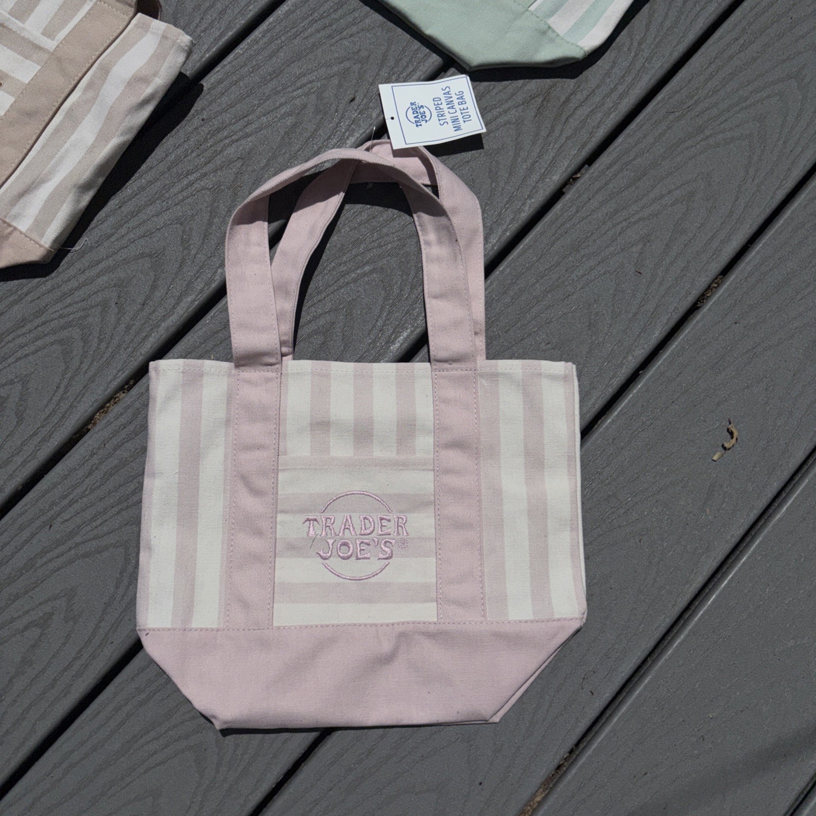 Trader Joe’s Mini Pastel Stripe Canvas Tote Bag Limited Edition Set Of 4✅✨ gallery