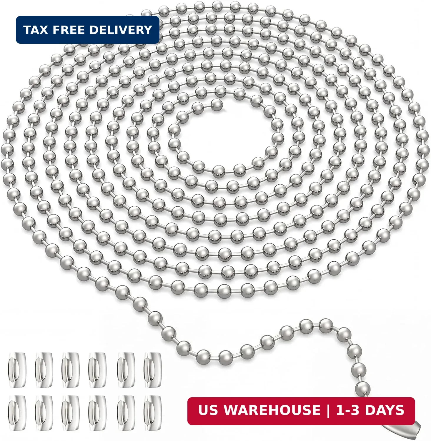 120-Inch Extra Long Ceiling Fan Pull Chain Extender, Premium Ball Chain with 12 gallery