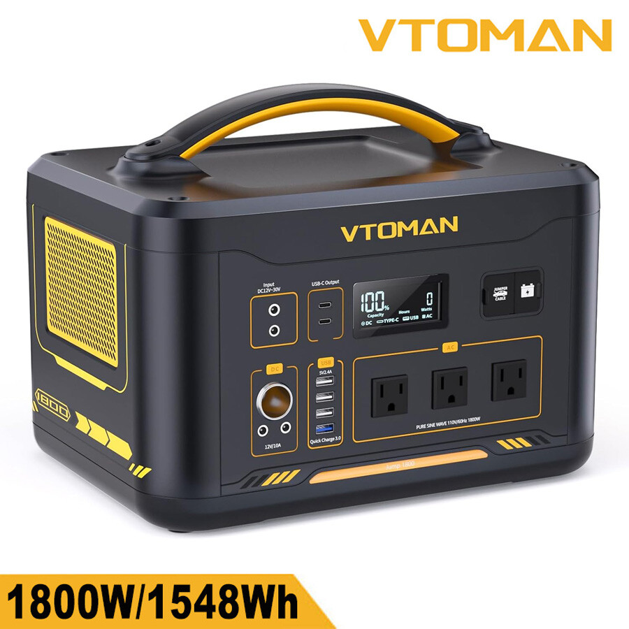 Portable Power Station 1800W LiFePO4 Battery VTOMAN Solar Generator for Camping gallery