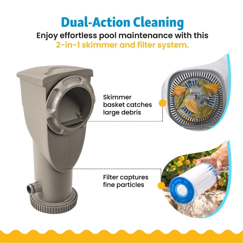 2-in-1 Filter Pump & Skimmer System for Above Ground Pools - 1,500 GPH, Easy Cle gallery