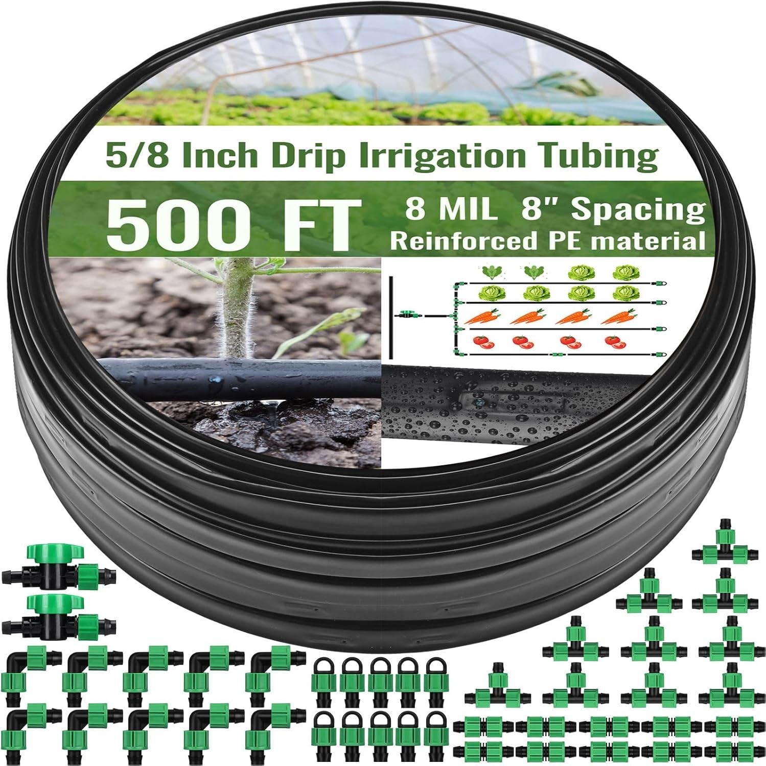 500 ft 5/8 Inch Drip Tape Irrigation Kit Drip Tape 8 Mil 8" Spacing Hose Gard... gallery