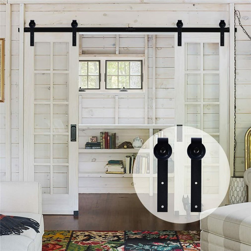 4FT-16FT Sliding Barn Door Hardware Kit Hanger Set for Single/ Double Door gallery