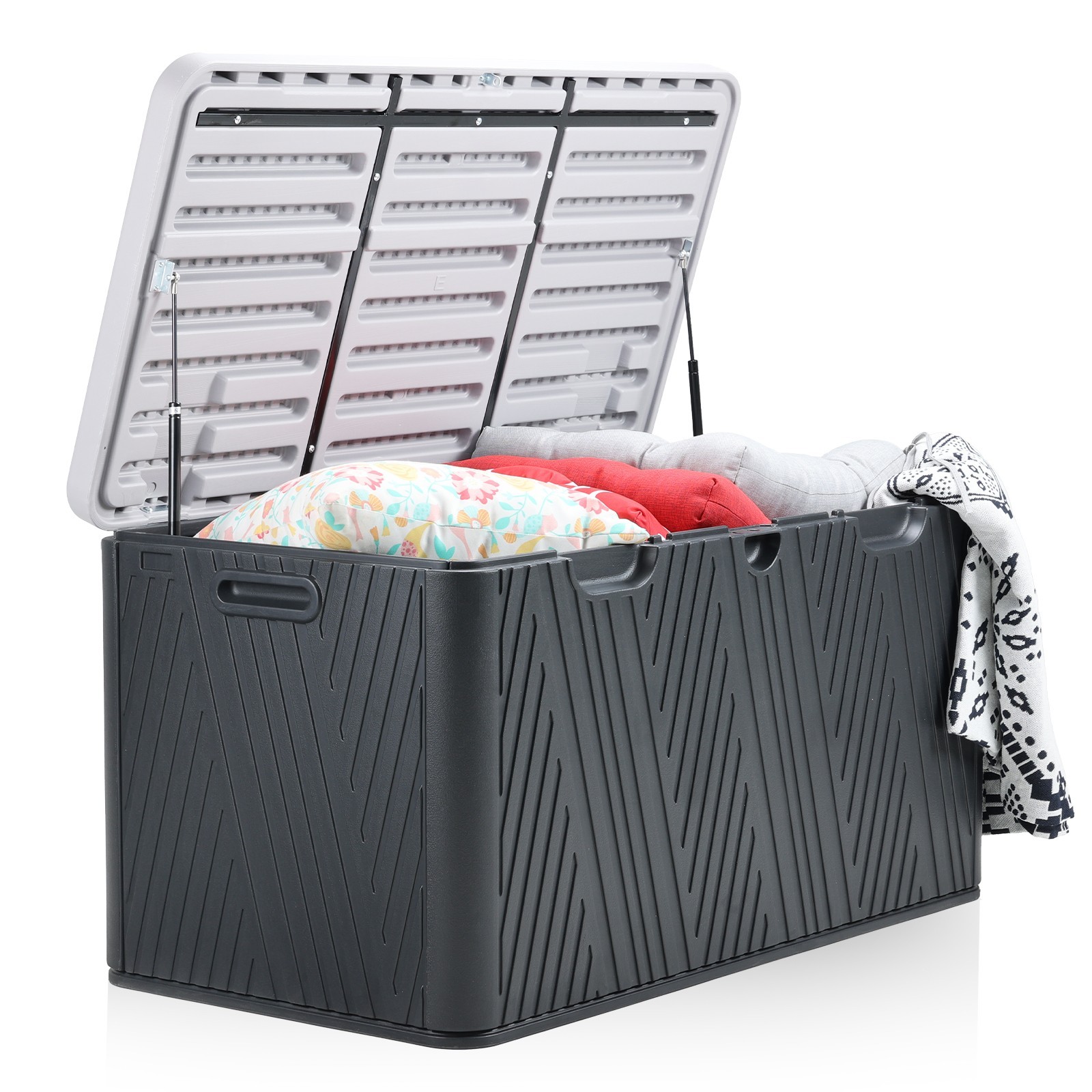 85 Gallon Outdoor Deck Box Storage Patio Chest Organizer w/Air Rods Lockable Lid gallery
