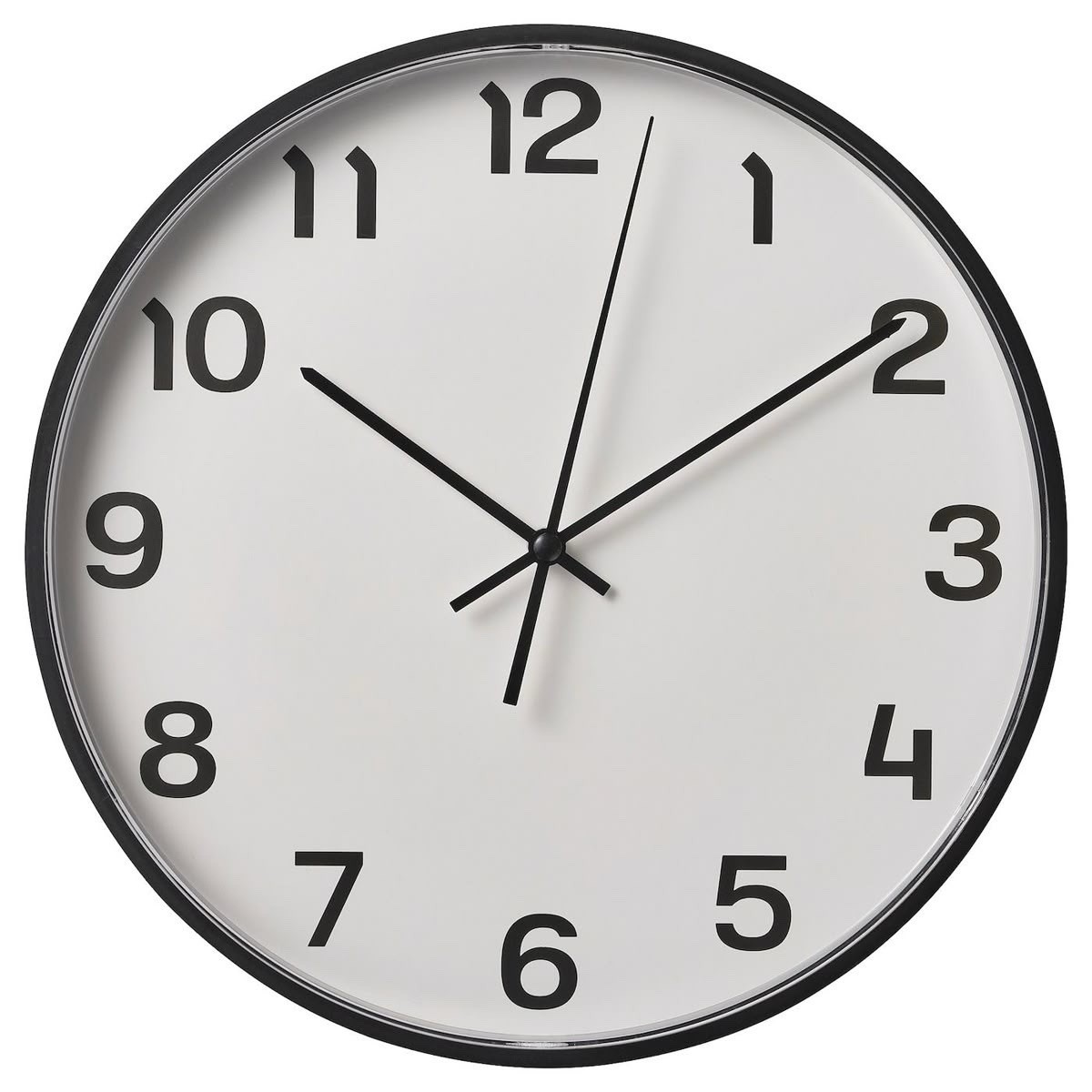 Round Analog Standard Wall Clock Black Frame White Face Arabic Numerals gallery