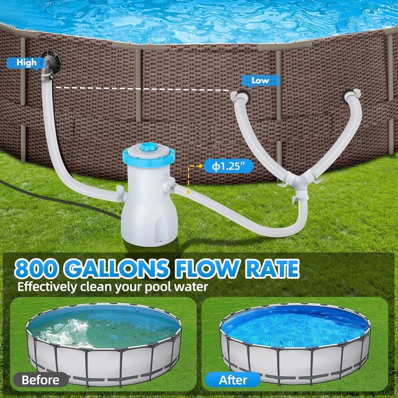 Standard Series Above Ground Pool Filter Pump 800 GPH Flow Rate, Catridge Filter gallery