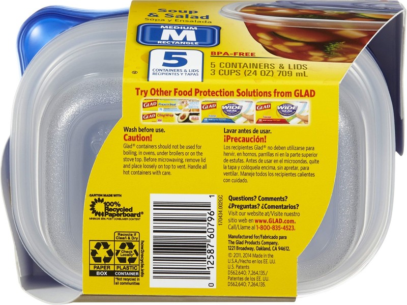 GladWare Soup Salad Everyday Use Medium Rectangle Storage Hold up to 24oz, 5ct gallery